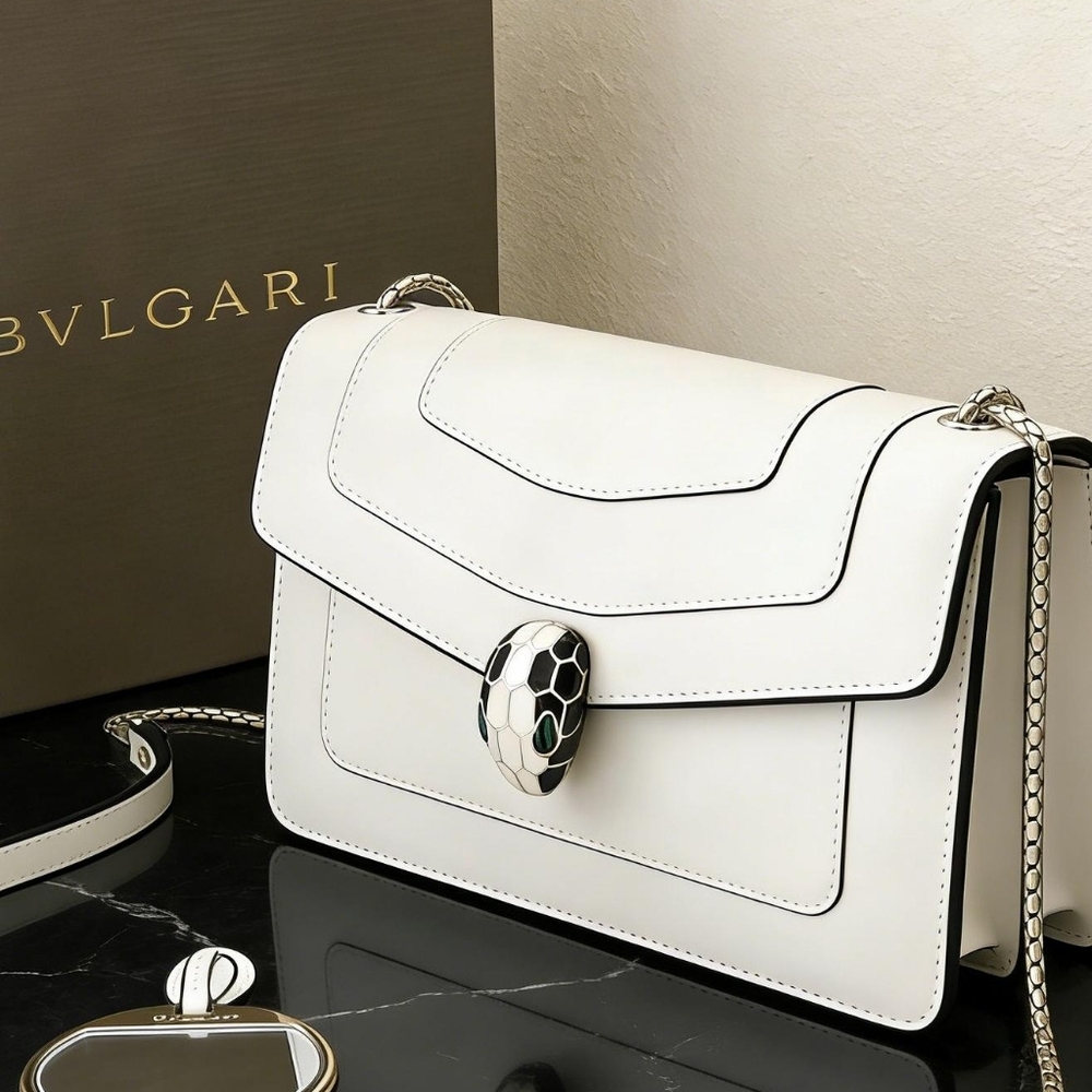 BVLGARI Serpenti Forever Medium Shoulder Bag White